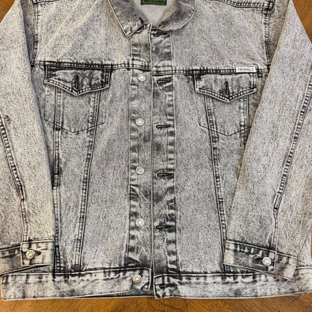 Vintage 90's Milano Bay Acid Wash Denim Jacket XL